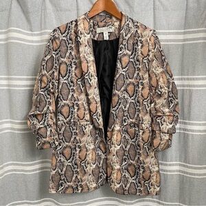 LIQUORISH / Reptile Print 3/4 Sleeve Blazer Size M